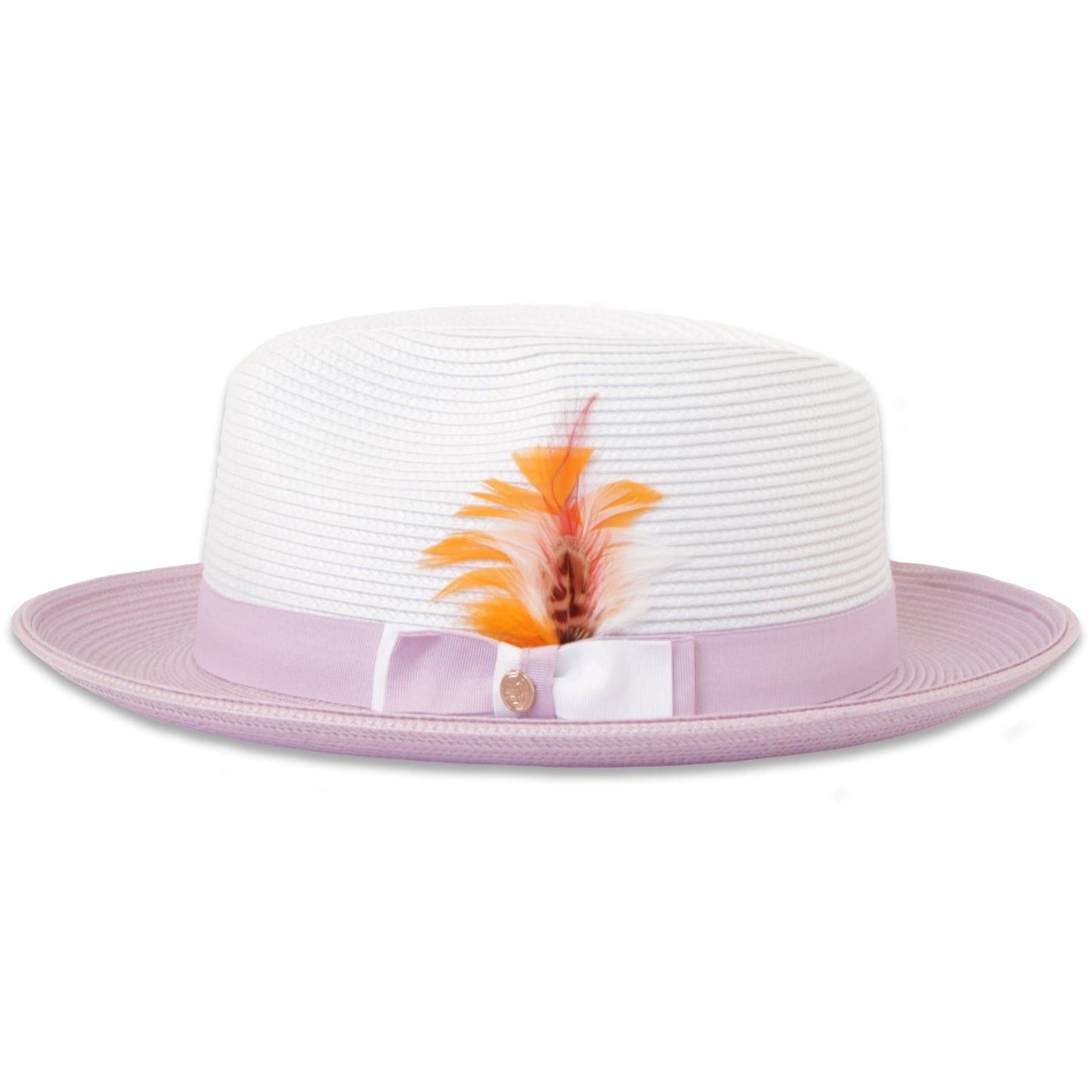 Habana Crushable Straw Hat Fedora in Two Tone Lavender-White