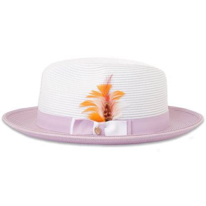 Habana Crushable Straw Hat Fedora in Two Tone Lavender-White