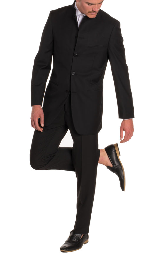Cornwall Black Mandarin Collar Suit - 2-Piece