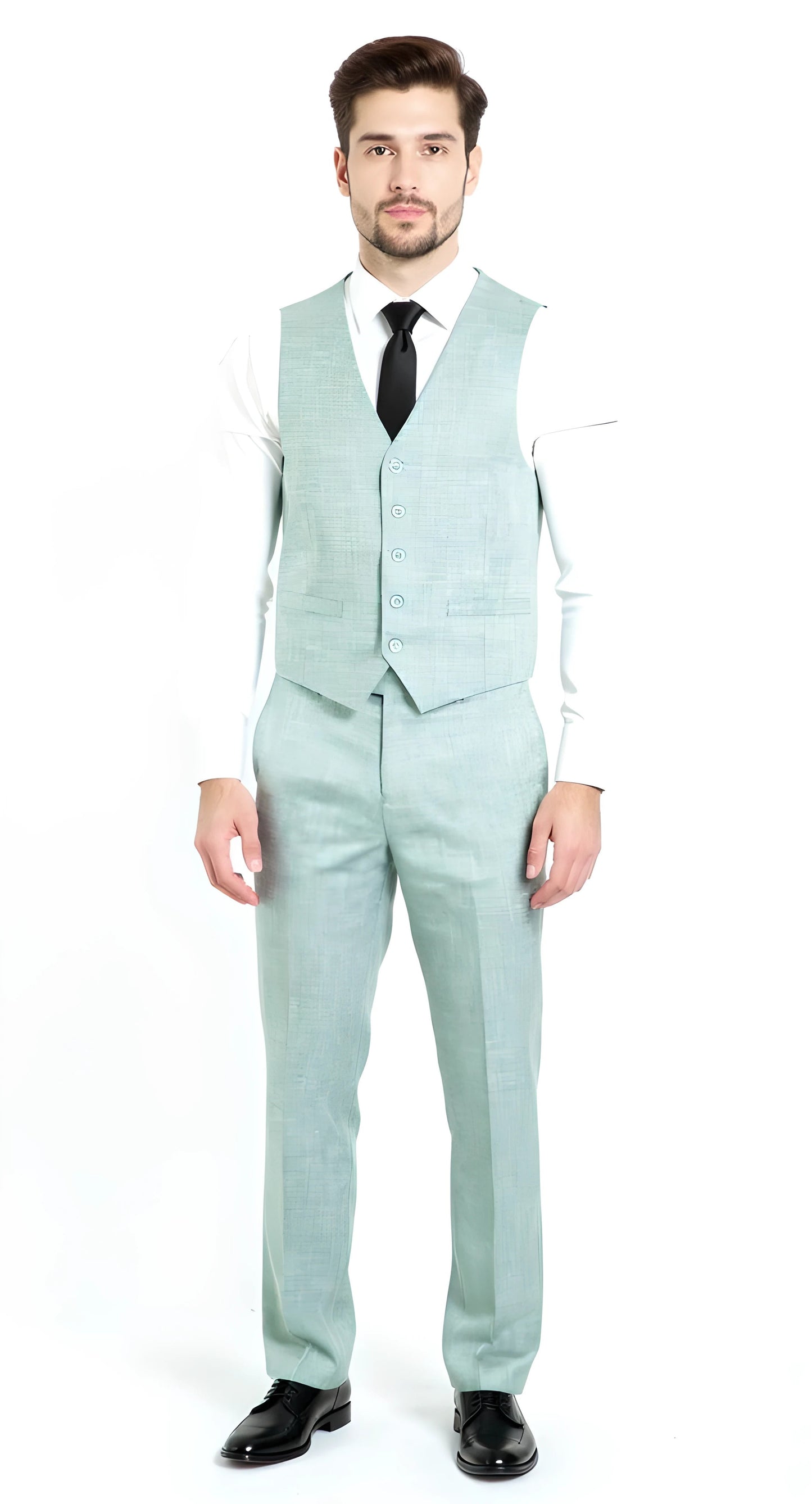 Aurelius Moss Green Slim Fit 2 Button 3-Piece Sharkskin Business Suit