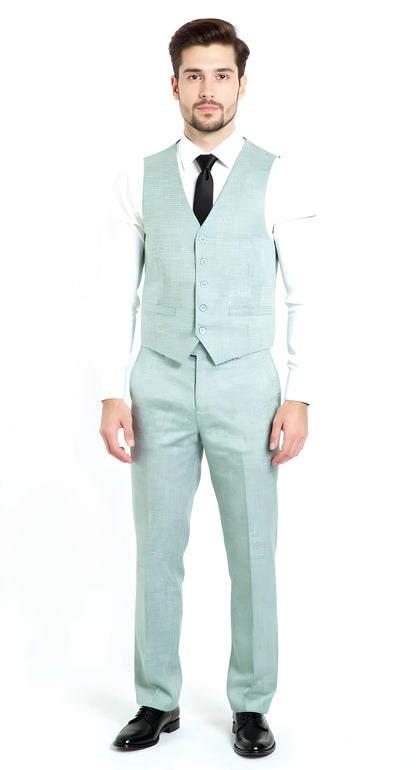 Aurelius Moss Green Slim Fit 2 Button 3-Piece Sharkskin Business Suit