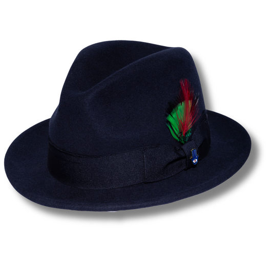 Australian Premium Wool Navy Brooks Fedora Hat