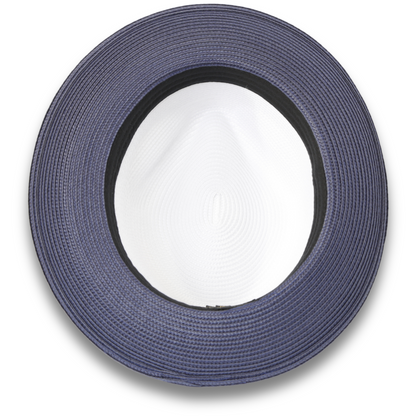 Habana Crushable Straw Hat Fedora in Two Tone Navy-White