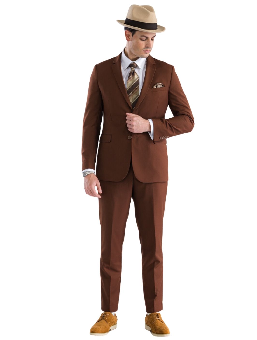 Monarch Brown Slim Fit Notch Lapel 2-Piece Suit