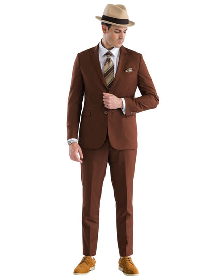 Monarch Brown Slim Fit Notch Lapel 2-Piece Suit