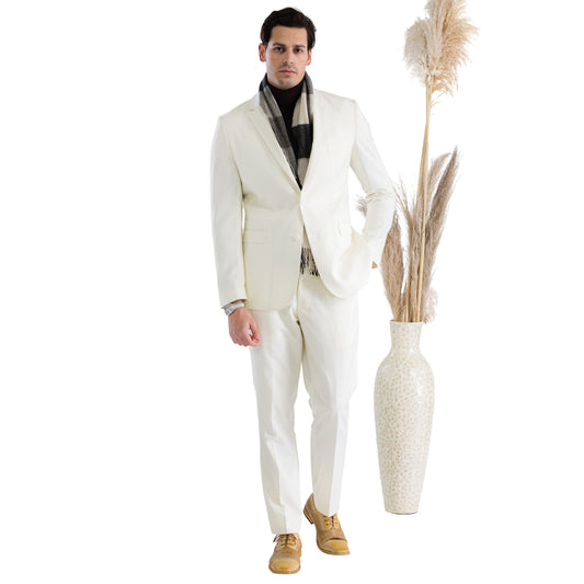 Monarch Off White Slim Fit Notch Lapel 2-Piece Suit