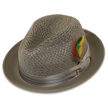 Panama Crushable Straw Hat Fedora in Olive