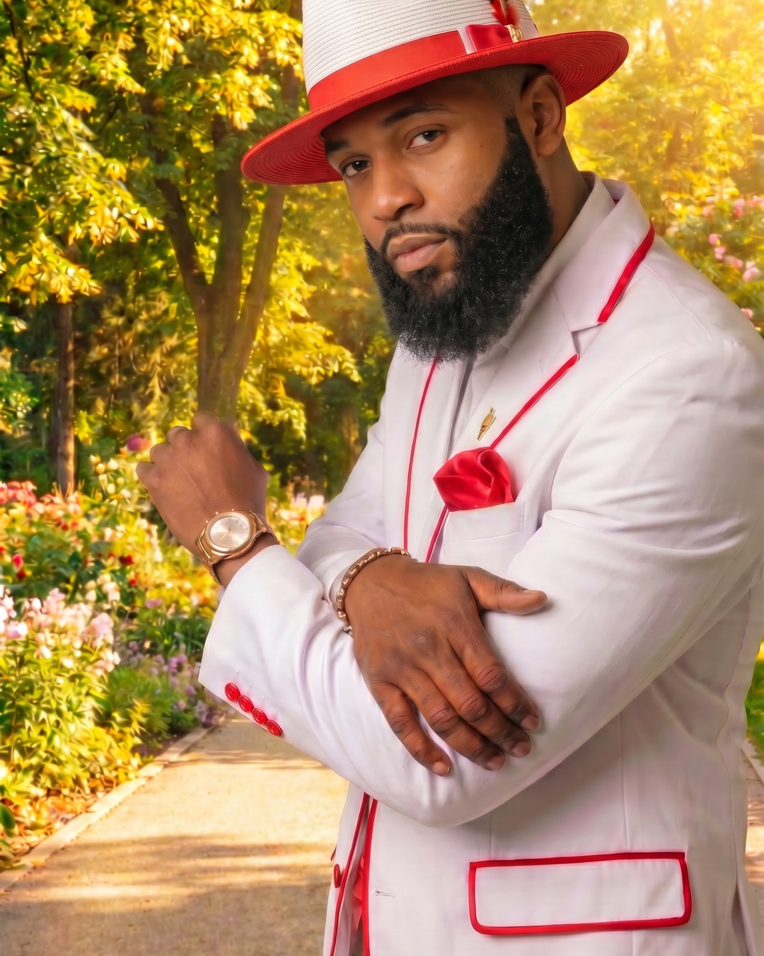Habana Crushable Straw Hat Fedora in Two Tone Red-White