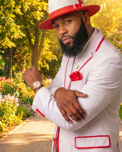 Habana Crushable Straw Hat Fedora in Two Tone Red-White