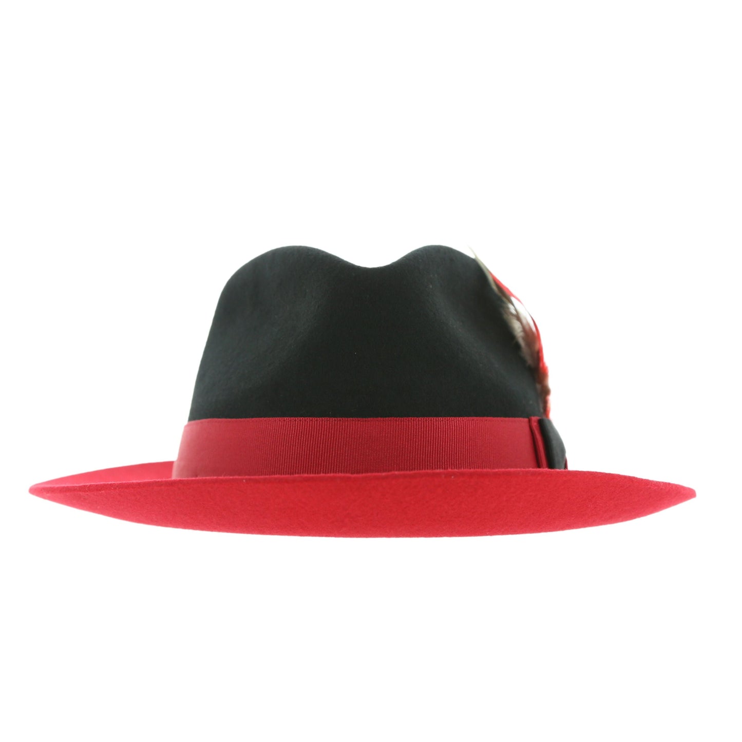 Australian Wool Red and Black Puck Trilby Fedora Hat