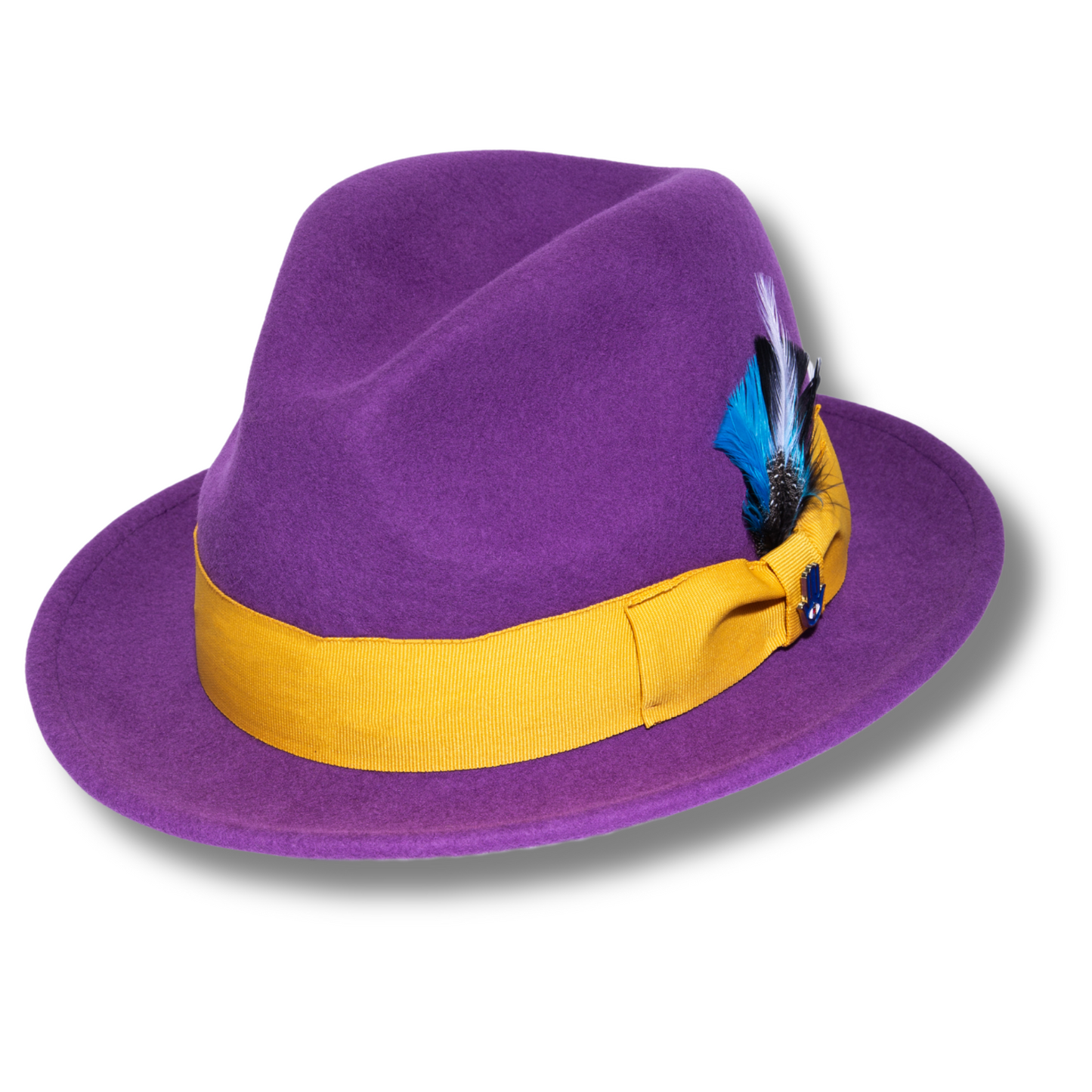 Australian Premium Wool Purple and Gold Brooks Fedora Hat