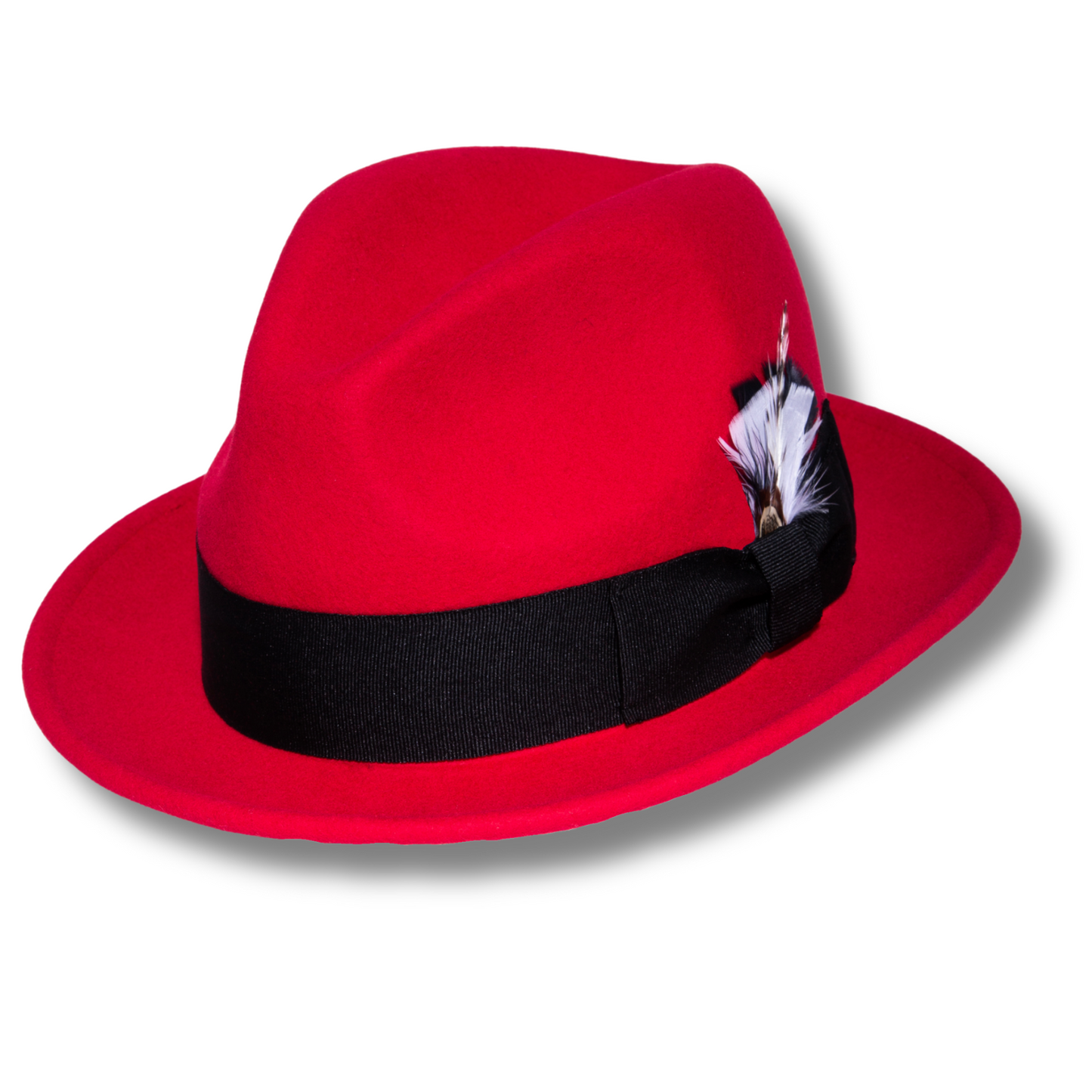 Australian Premium Wool Red and Black Brooks Fedora Hat