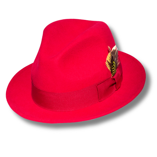 Australian Premium Wool Red Brooks Fedora Hat