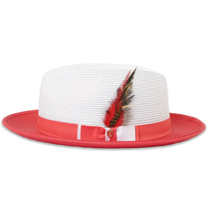 Habana Crushable Straw Hat Fedora in Two Tone Red-White