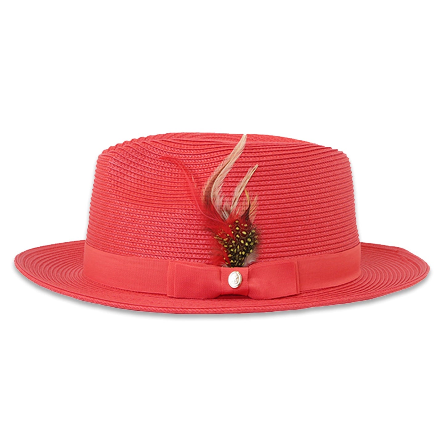 Habana Crushable Straw Hat Fedora in Red