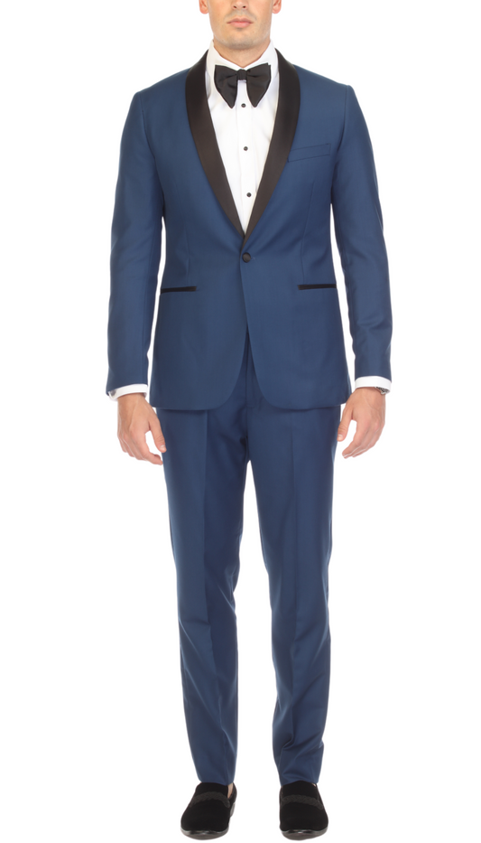 Regent Indigo Slim Fit Shawl Lapel 2-Piece Tuxedo Suit Set