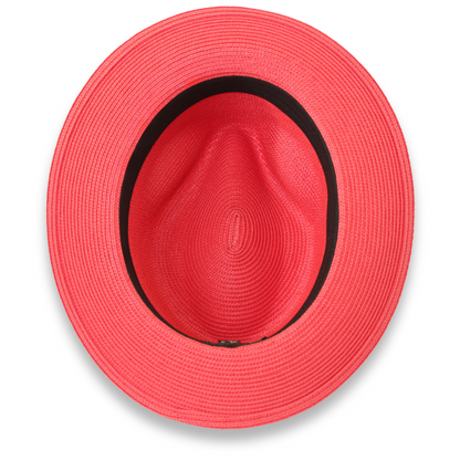 Mar Azul Crushable Straw Hat Fedora in Ruby