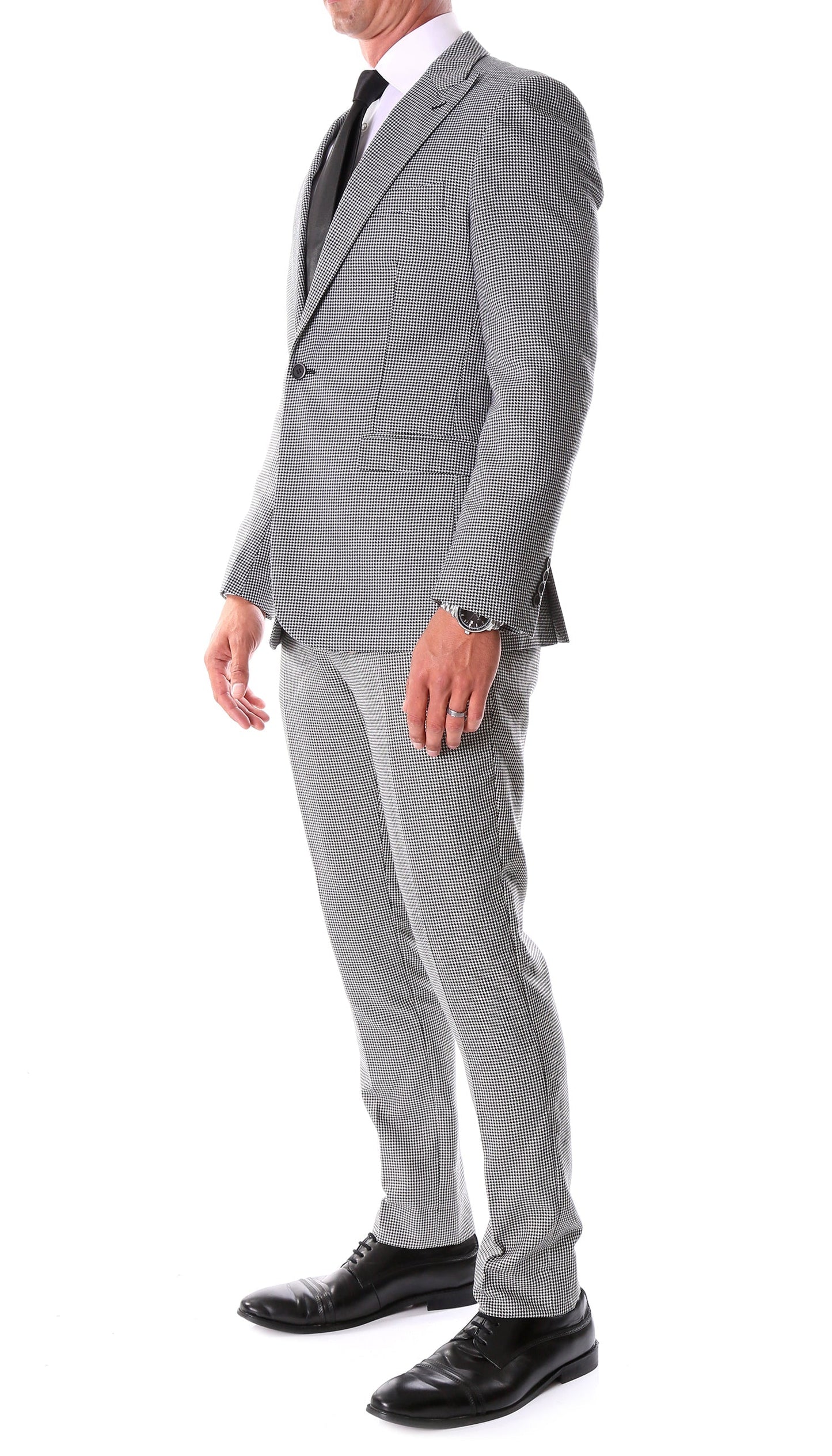 Bramwell Slim Fit Houndstooth Peak Lapel 2-Piece Suit