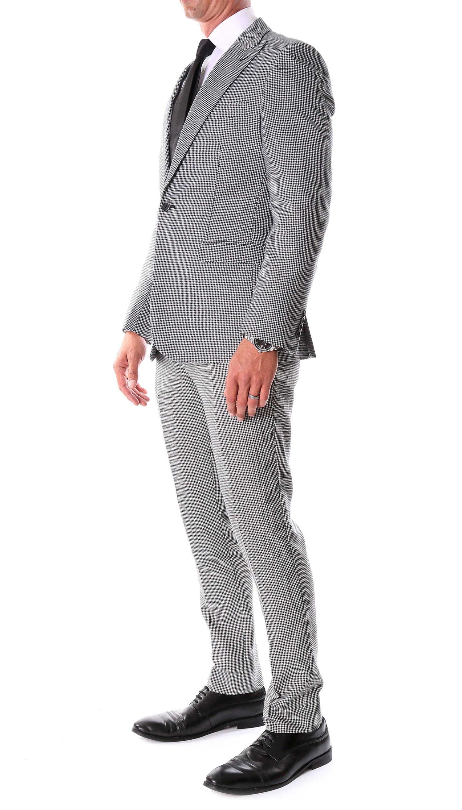Bramwell Slim Fit Houndstooth Peak Lapel 2-Piece Suit