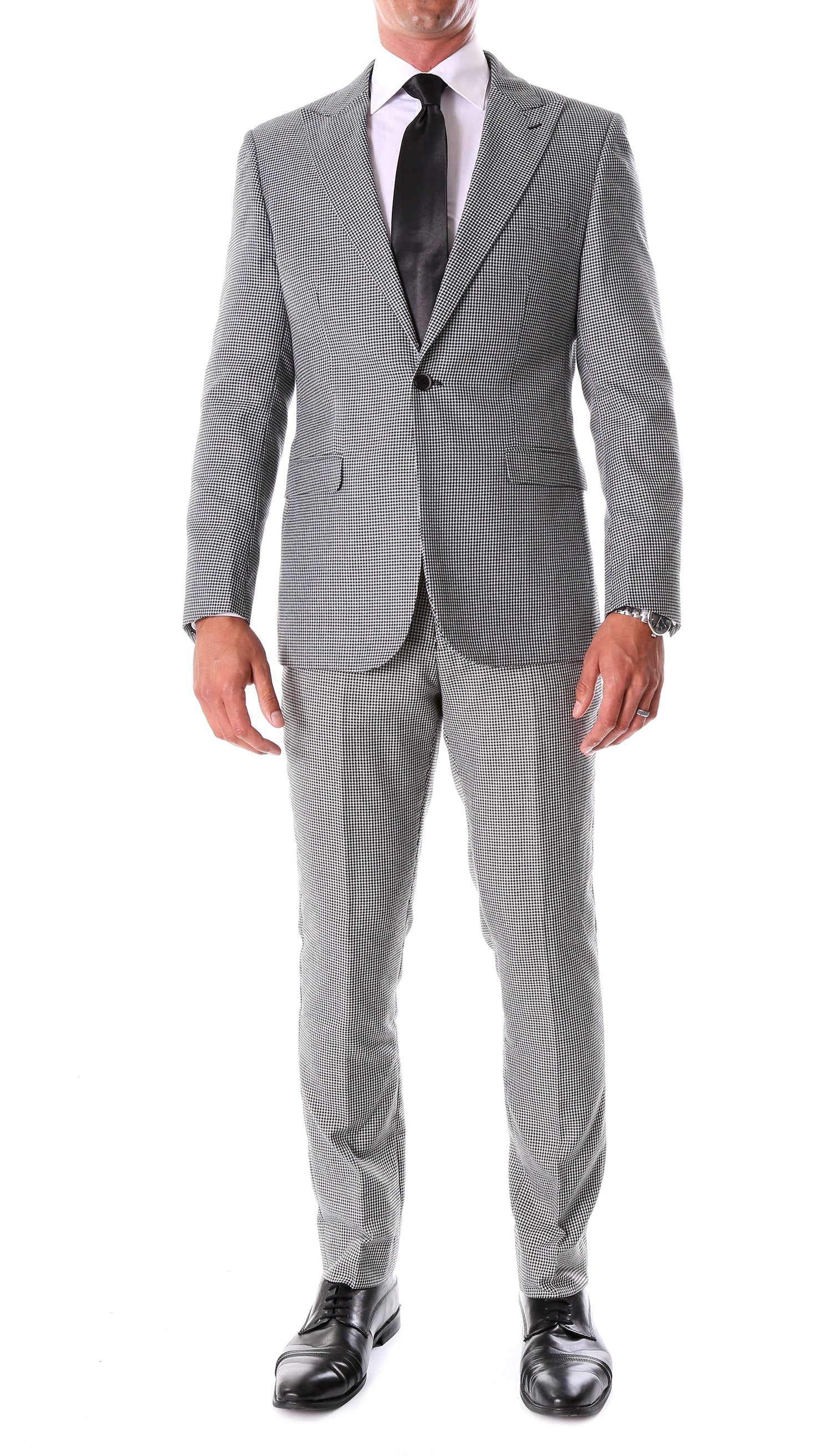 Bramwell Slim Fit Houndstooth Peak Lapel 2-Piece Suit