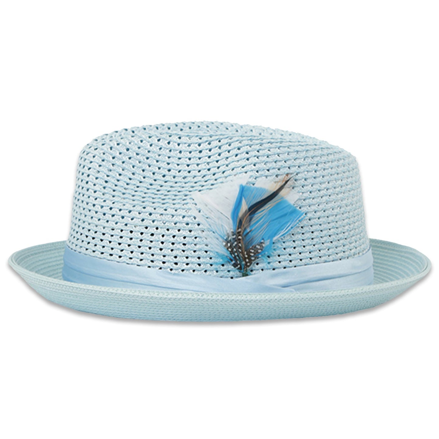 Panama Crushable Straw Hat Fedora in Sky Blue
