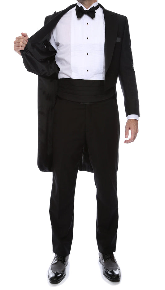 Barrington Black Regular Fit Peak Lapel Tailcoat Tuxedo Set