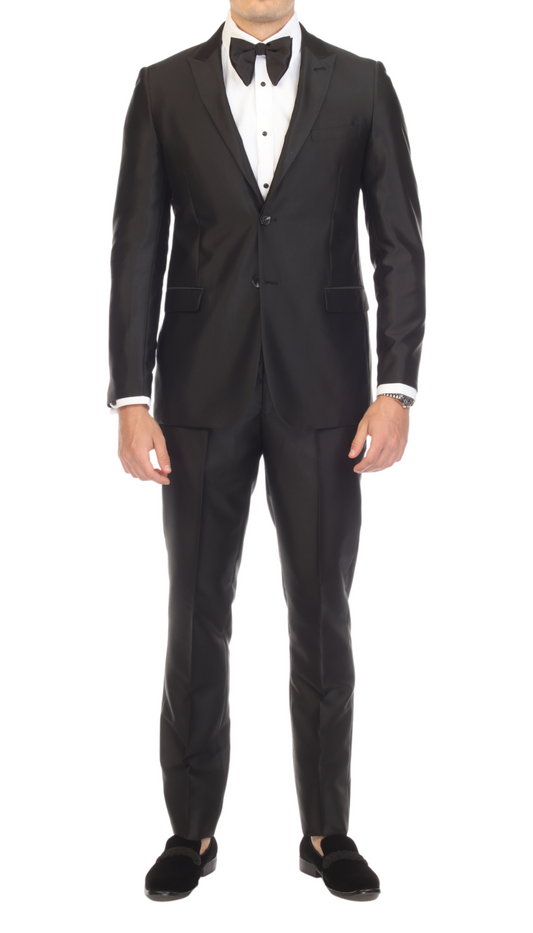 Hastings Black Oxford Sharkskin Slim Fit 2-Piece Suit