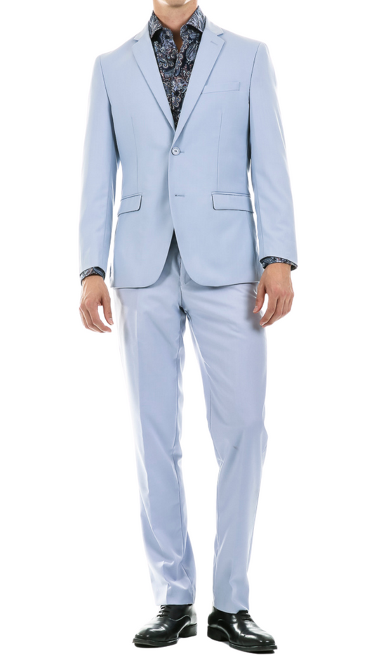 Monarch Sky Blue Slim Fit Notch Lapel 2-Piece Suit