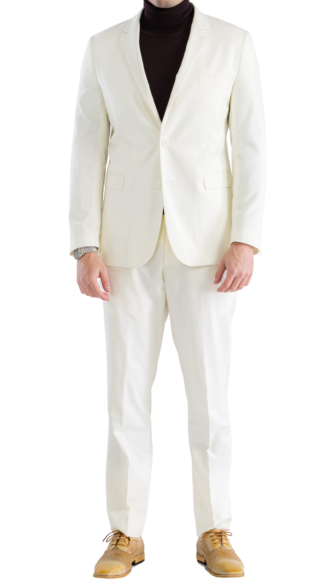 Monarch Off White Slim Fit Notch Lapel 2-Piece Suit