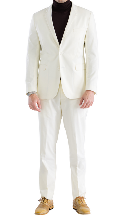 Monarch Off White Slim Fit Notch Lapel 2-Piece Suit