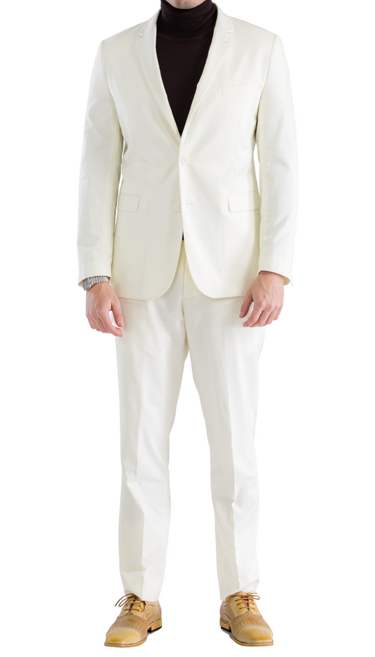 Monarch Off White Slim Fit Notch Lapel 2-Piece Suit