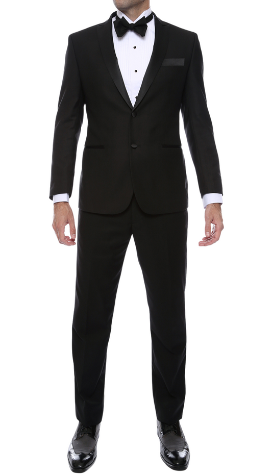Lockwood Black Slim Fit Peak Lapel 2-Piece Tuxedo Suit Set