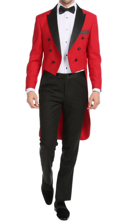 Barrington Red Regular Fit Peak Lapel Tailcoat Tuxedo Set