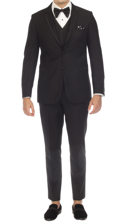 Braganza Black Slim Fit Notch Lapel 2-Piece Tuxedo