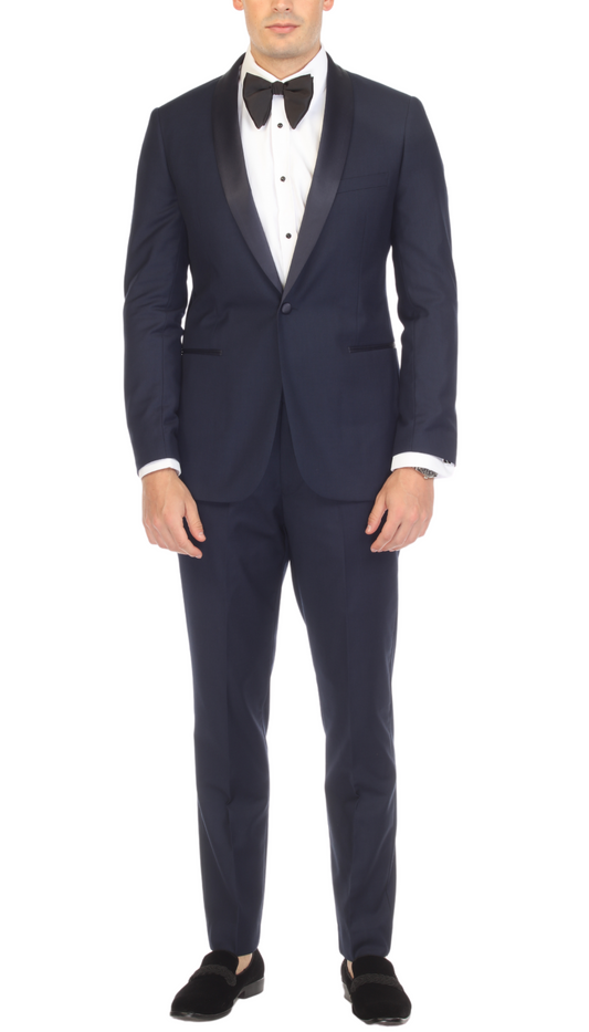 Regent Navy/Navy Slim Fit Shawl Lapel 2-Piece Tuxedo Suit Set