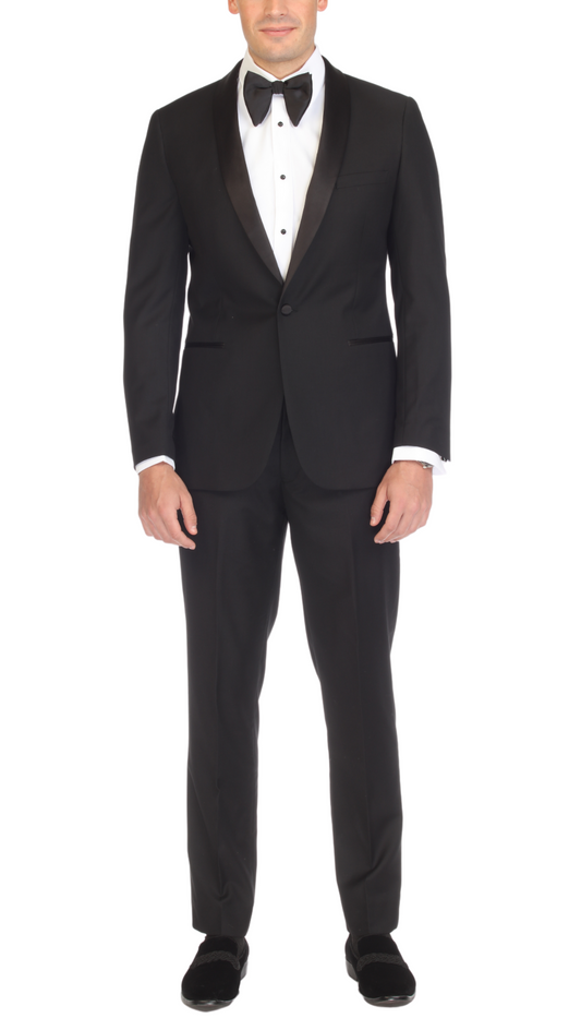 Regent Black Slim Fit Shawl Lapel 2-Piece Tuxedo Suit Set