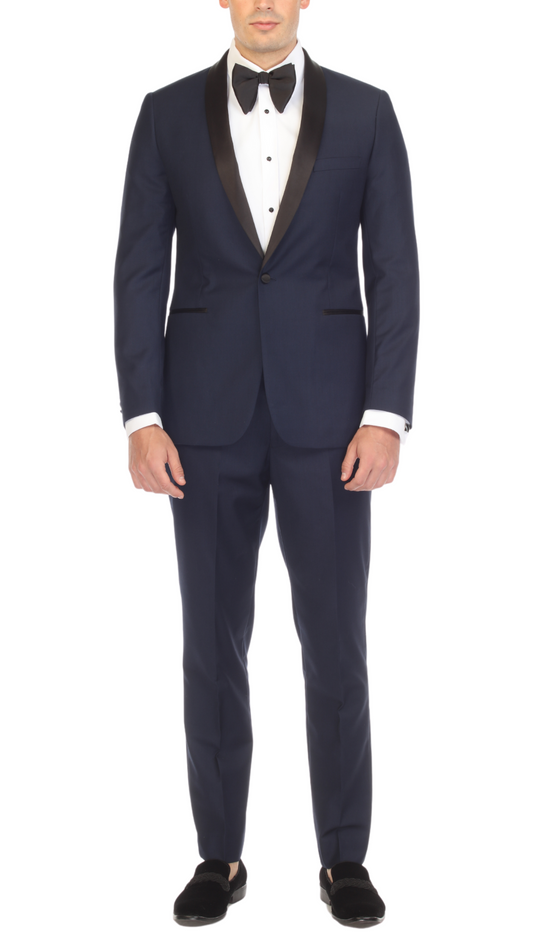 Regent Navy/Black Slim Fit Shawl Lapel 2-Piece Tuxedo Suit Set