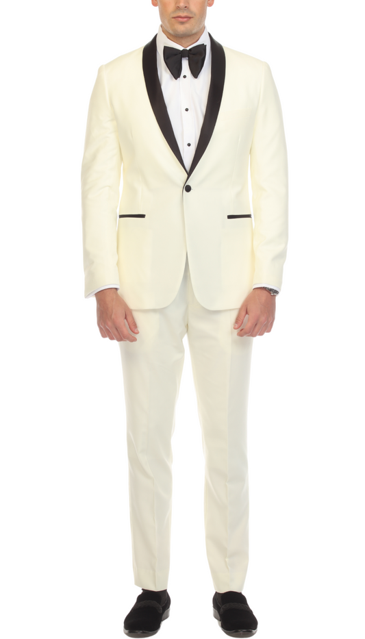 Regent Off-White Slim Fit Shawl Lapel 2-Piece Tuxedo Suit Set