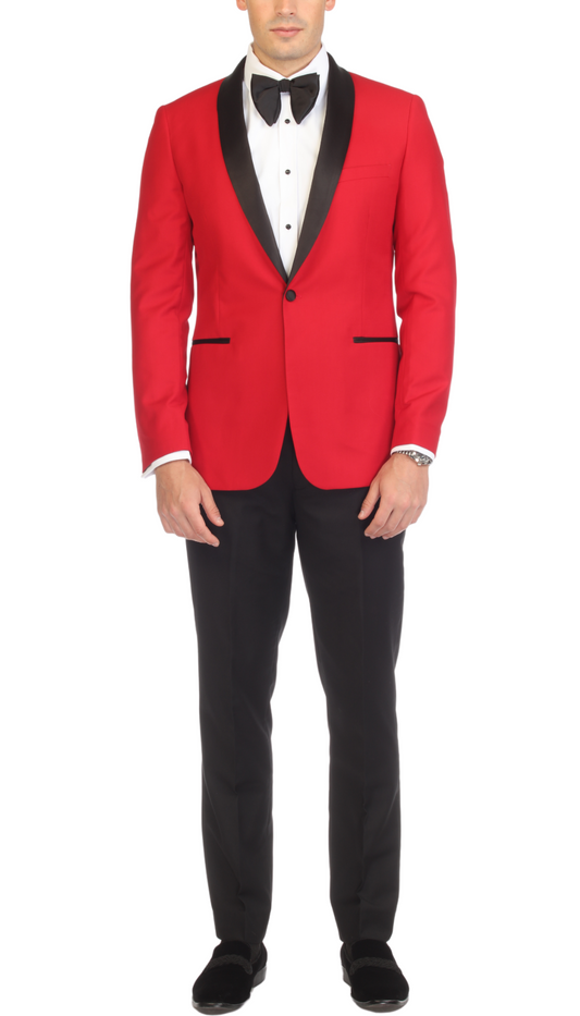 Regent Red/Black Slim Fit Shawl Lapel 2-Piece Tuxedo Suit Set