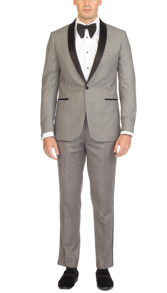 Regent Grey Slim Fit Shawl Lapel 2-Piece Tuxedo Suit Set
