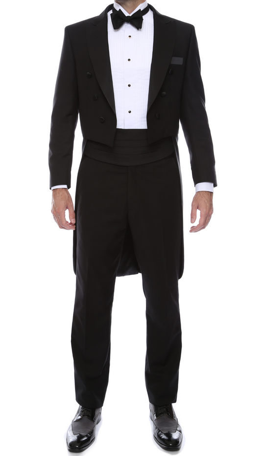 Barrington Black Regular Fit Peak Lapel Tailcoat Tuxedo Set