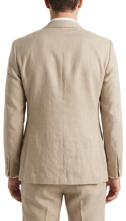 TESSUTO MEN'S TAN SLIM FIT 3-PIECE SUIT | NOTCH LAPEL & PICK STITCHING