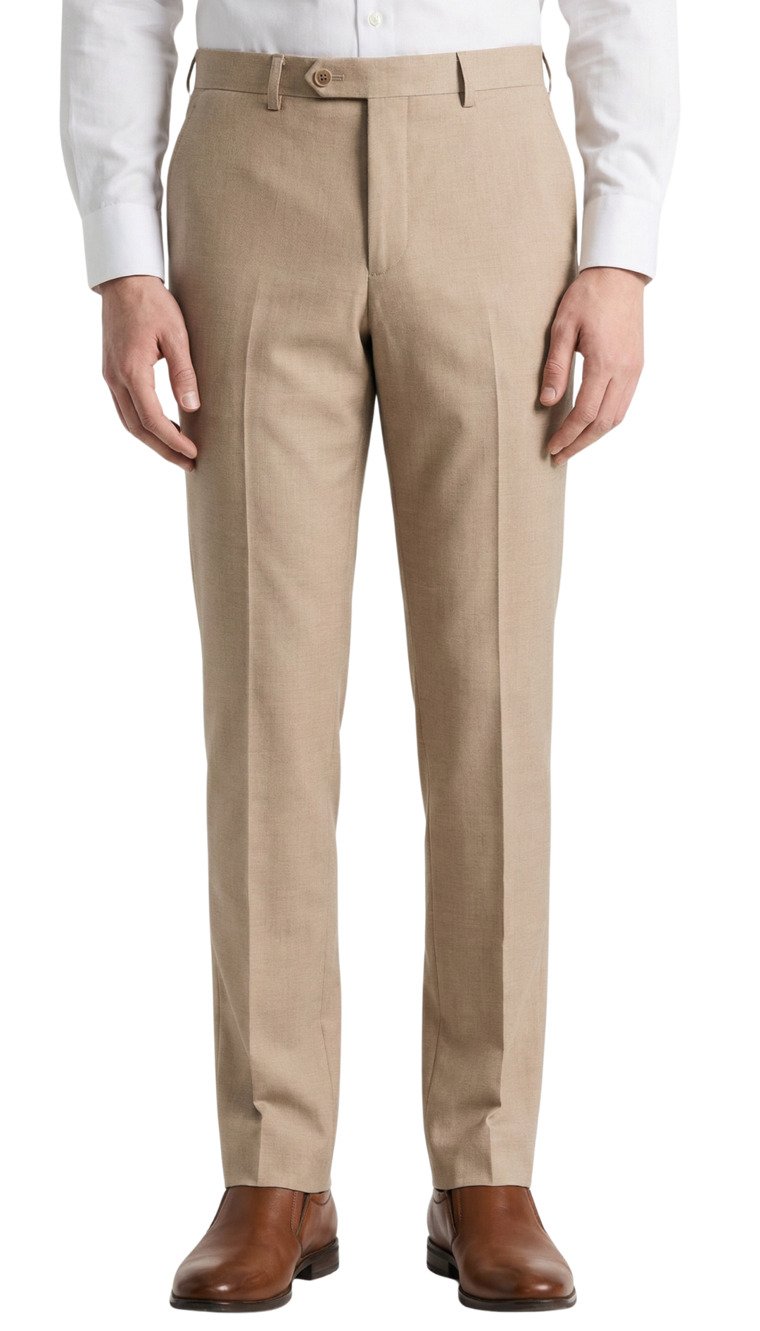 TESSUTO MEN'S TAN SLIM FIT 3-PIECE SUIT | NOTCH LAPEL & PICK STITCHING