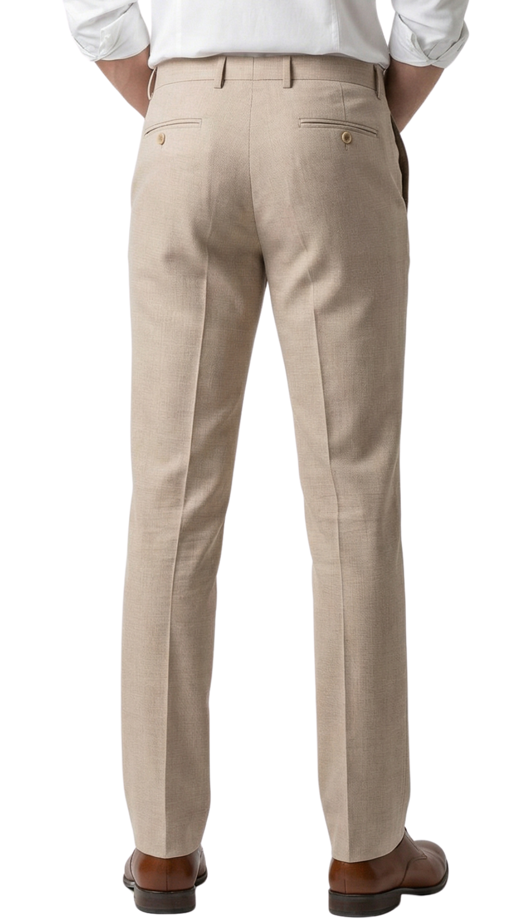 TESSUTO MEN'S TAN SLIM FIT 3-PIECE SUIT | NOTCH LAPEL & PICK STITCHING