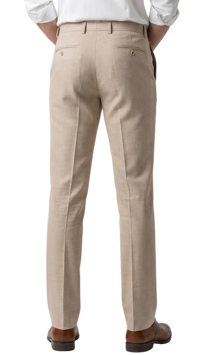 TESSUTO MEN'S TAN SLIM FIT 3-PIECE SUIT | NOTCH LAPEL & PICK STITCHING
