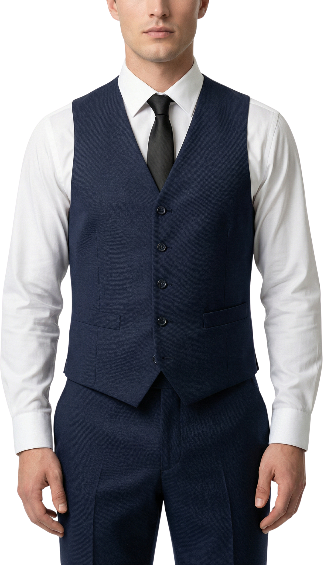 TESSUTO MEN'S NAVY SLIM FIT 3-PIECE SUIT | NOTCH LAPEL & PICK STITCHING