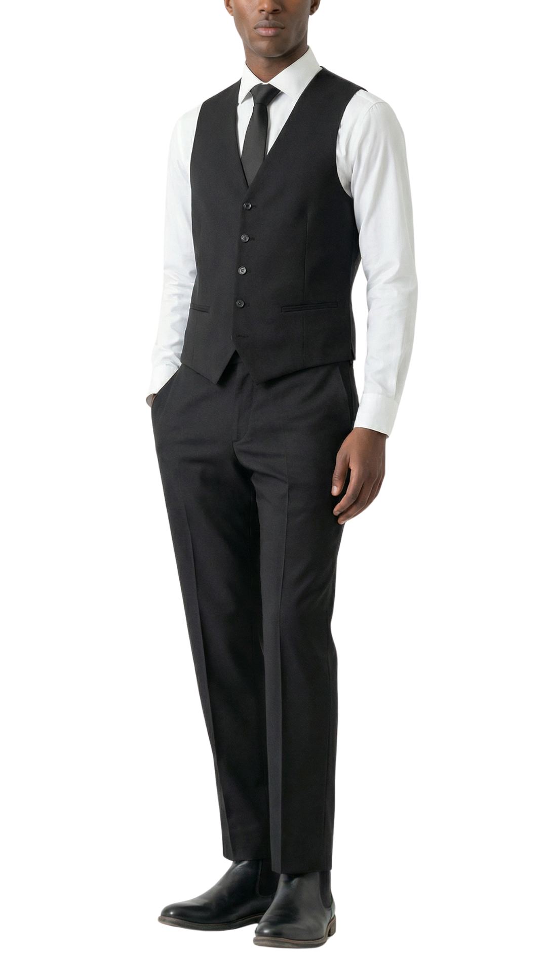 Versailles Black 2 Button Notch Lapel Pick Stitching 3-Piece Slim Fit Suit