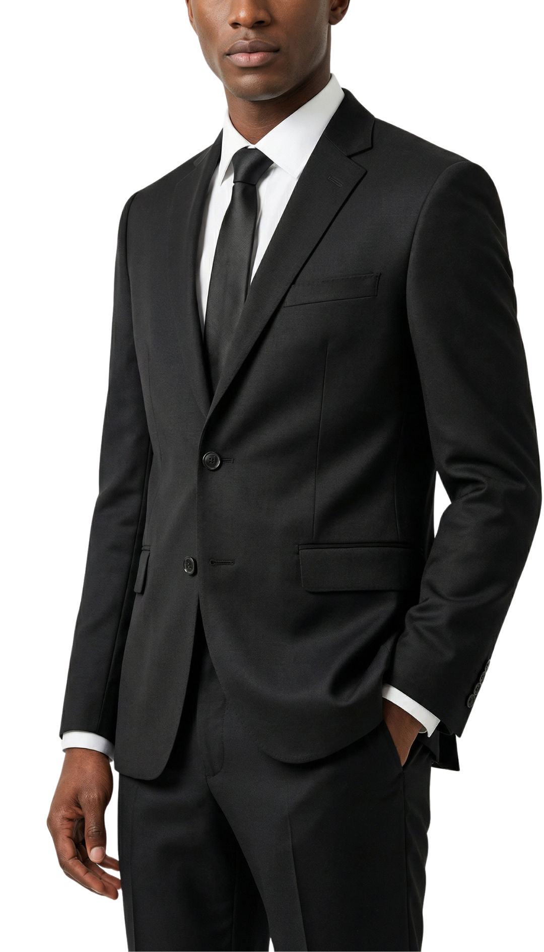 Versailles Black 2 Button Notch Lapel Pick Stitching 3-Piece Slim Fit Suit