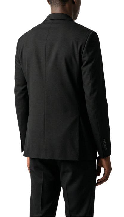 TESSUTO MEN'S BLACK SLIM FIT 3-PIECE SUIT | NOTCH LAPEL & PICK STITCHING