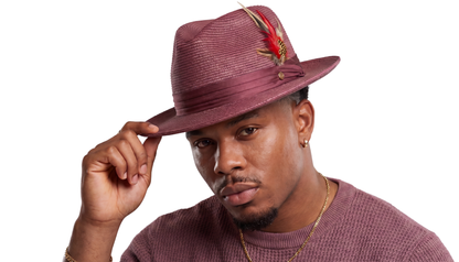 Mar Azul Crushable Straw Hat Fedora in Burgundy